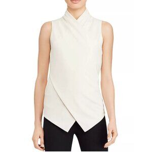 Lauren Ralph Lauren Crossover Front Asymmetric Top 2X Ivory Minimalist Luxury